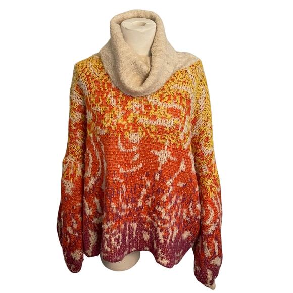 Fate Women’s Turtleneck Sweater Colorful Cozy Oversized Size Large - Picture 1 of 9